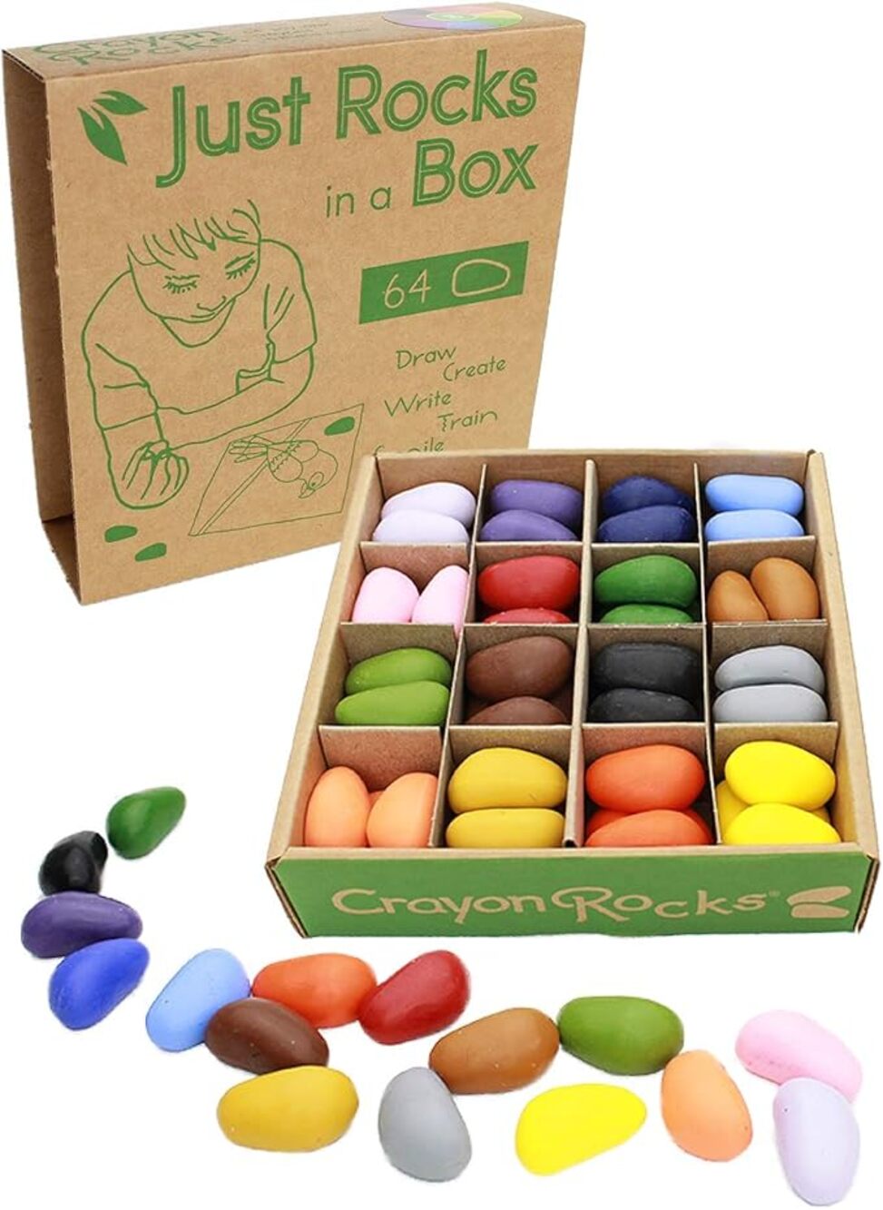 Crayon Rocks Just Rocks in a Box, 16 Colors,Tripod Grip Crayons For Handwriting